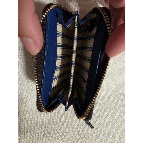 Dooney & Bourke Blue Leather Zip Card Case Small Wallet - Picture 3 of 4